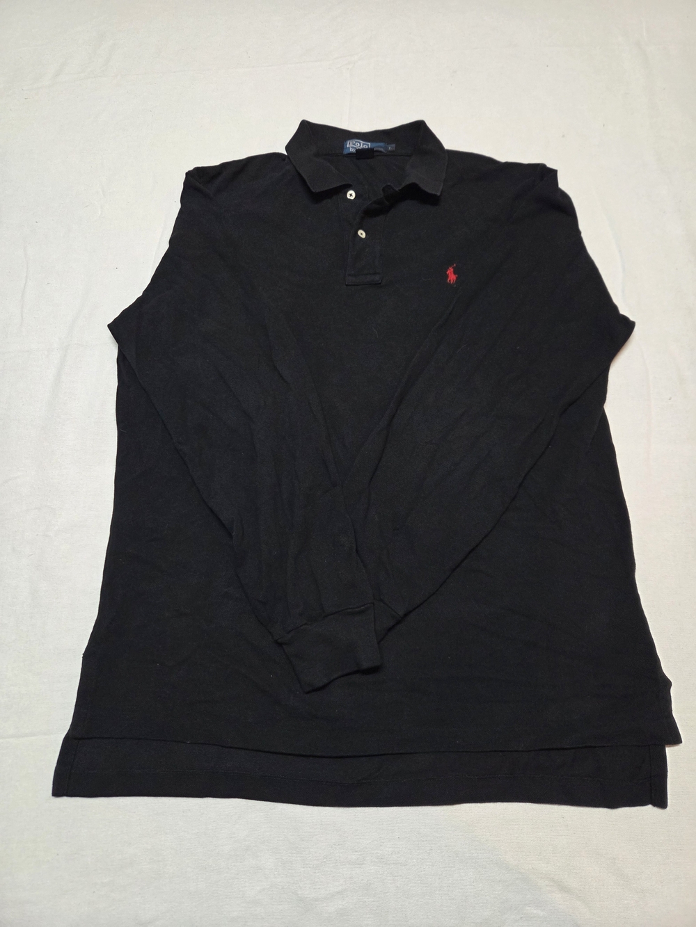 Ralph Lauren Black Long-Sleeve Polo with Red Pony Size L